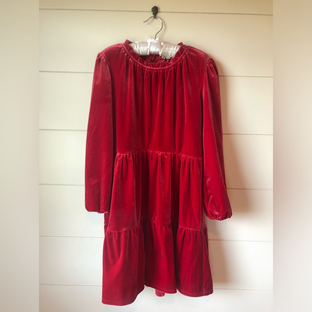 Copper Key Red Christmas Holiday Tiered Velour Dress Girls S